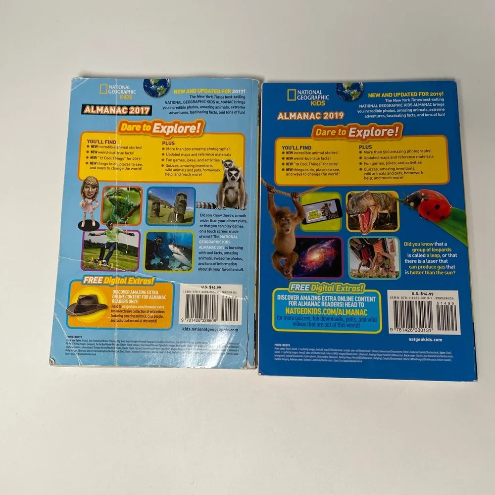 National Geographic Kids Almanac 2017 2019 Book Lot 2 Fun Facts Animals Science